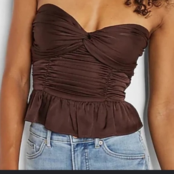 Express Tops - NWT Express olive green Satin Tube Top